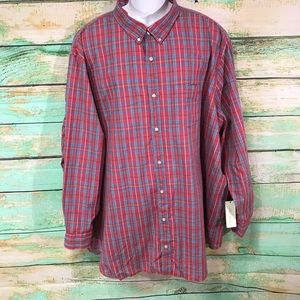 Sonoma big and tall red plaid button down shirt 4x